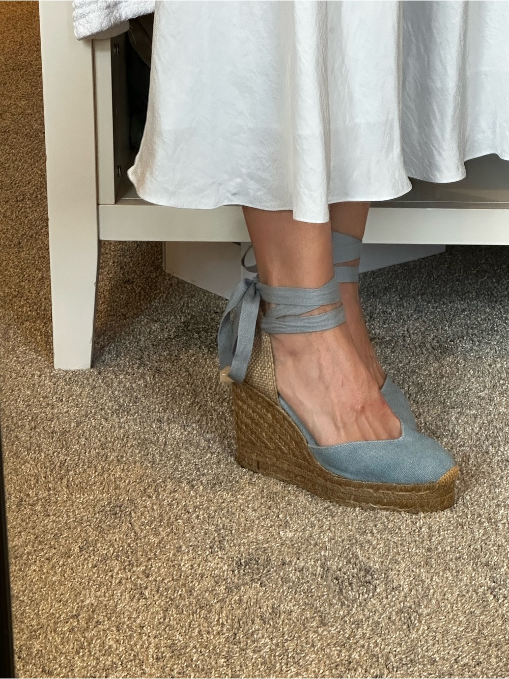 Castaner CHIARA T/8ED/002 37 (7 7.5) chambray denim  blue wedge espadrille